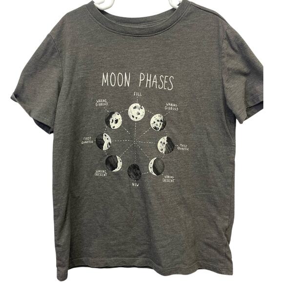 Cat & Jack Kids Medium (8/10) Short Sleeve Cotton Blend Moon Phases Tee Shirt - Picture 1 of 4